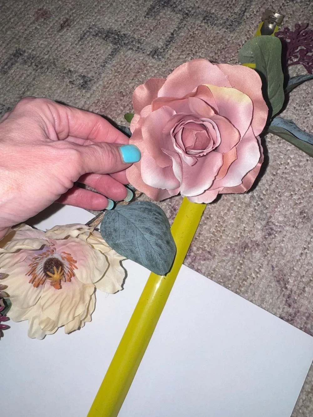 Cream and Mauve Roses & Greenery Stem Garland
